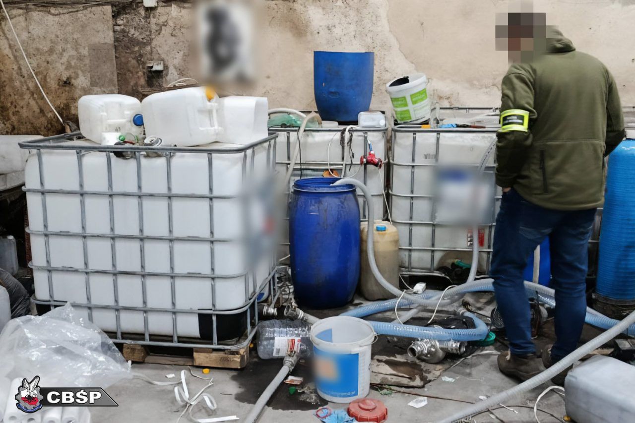 Łódź: Rozbita grupa produkująca nielegalny alkohol – 10 osób zatrzymanych, 62 tys. litrów zabezpieczone