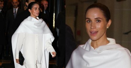 Meghan Markle cała na biało debiutuje na Paris Fashion Week podczas pokazu Balenciagi