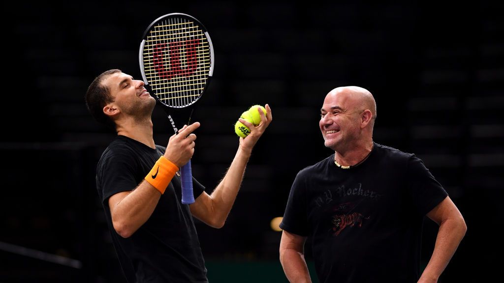 Getty Images / Justin Setterfield / Na zdjęciu: Grigor Dimitrow i Andre Agassi