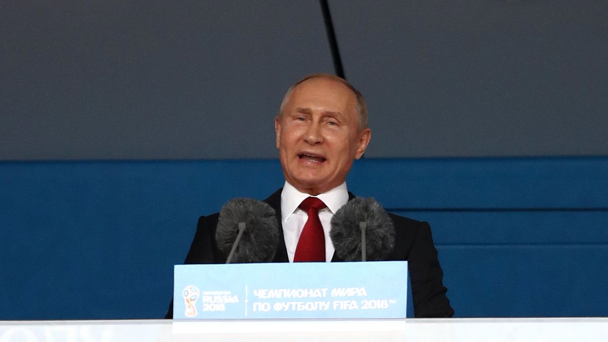 prezydent Rosji - Władimir Putin - podczas ceremonii otwarcia MŚ 2018