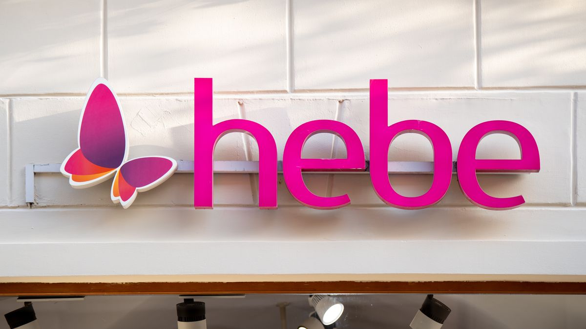A Hebe cosmetics store with the company logo is in Krakow, Poland, on November 28, 2025. It is a health and beauty perfumery and drug pharmacy chain shop, with a logotype signboard above the entrance. (Photo by Marcin Golba/NurPhoto via Getty Images)