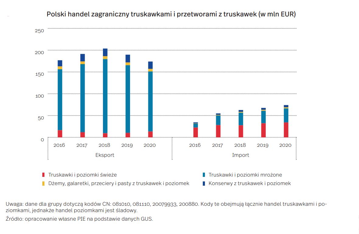 Eksport i import polskich truskawek 