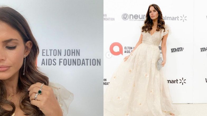 Oscary 2020: Weronika Rosati z torebką Elizabeth Taylor bryluje na imprezie Eltona Johna