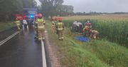 Niestum: Czołowe zderzenie ciężarówki z osobówką. Pojazdy wpadły do rowu. Kierowca zakleszczony