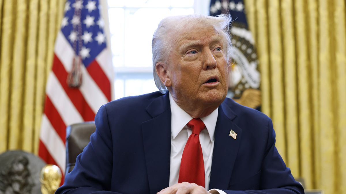 WASHINGTON, DC - FEBRUARY 03: U.S. President Donald Trump speaks to reporters in the Oval Office of the White House on February 03, 2025 in Washington, DC. After signing a series of executive orders and proclamations, Trump spoke to reporters about a range of topics including recent negotiations with Mexico on tarriffs. (Photo by Anna Moneymaker/Getty Images)