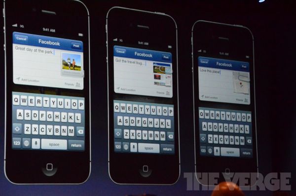 Integracja z Facebookiem w iOS 6 (fot. The Verge)
