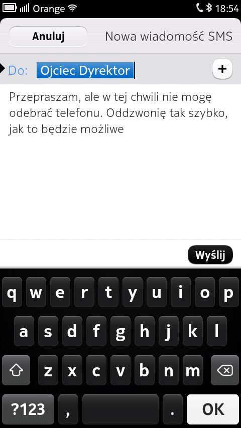 Nokia N9 tips & tricks cz. 68 — zmiana domyślnej treści SMSa przy odrzucaniu połączeń