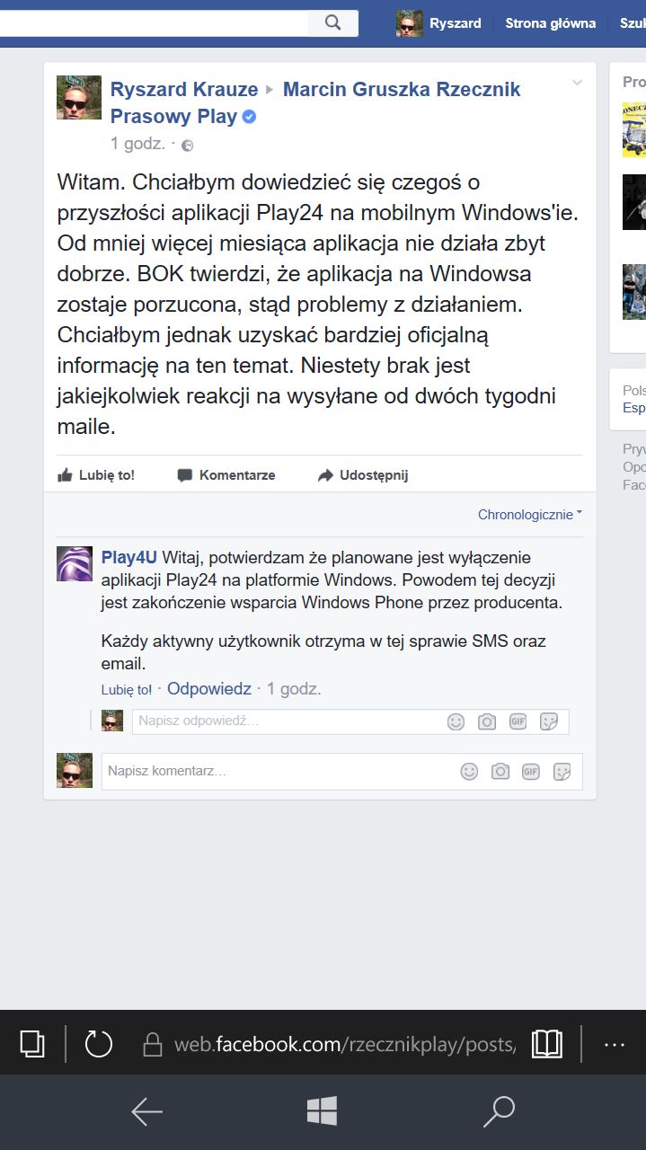 [AKTUALIZACJA 3] Aplikacja Play24 wkrótce bez wsparcia dla Windows Mobile i Windows Phone