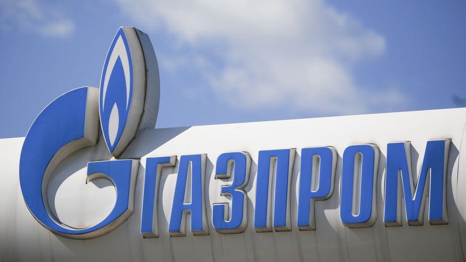 MOSCOW, April 28, 2022  -- The logo of Russia's energy giant Gazprom is seen at a petrol station in Moscow, Russia, on April 28, 2022. The Russian gas supplier Gazprom announced earlier Wednesday that it was fully stopping its gas deliveries to Poland and Bulgaria.