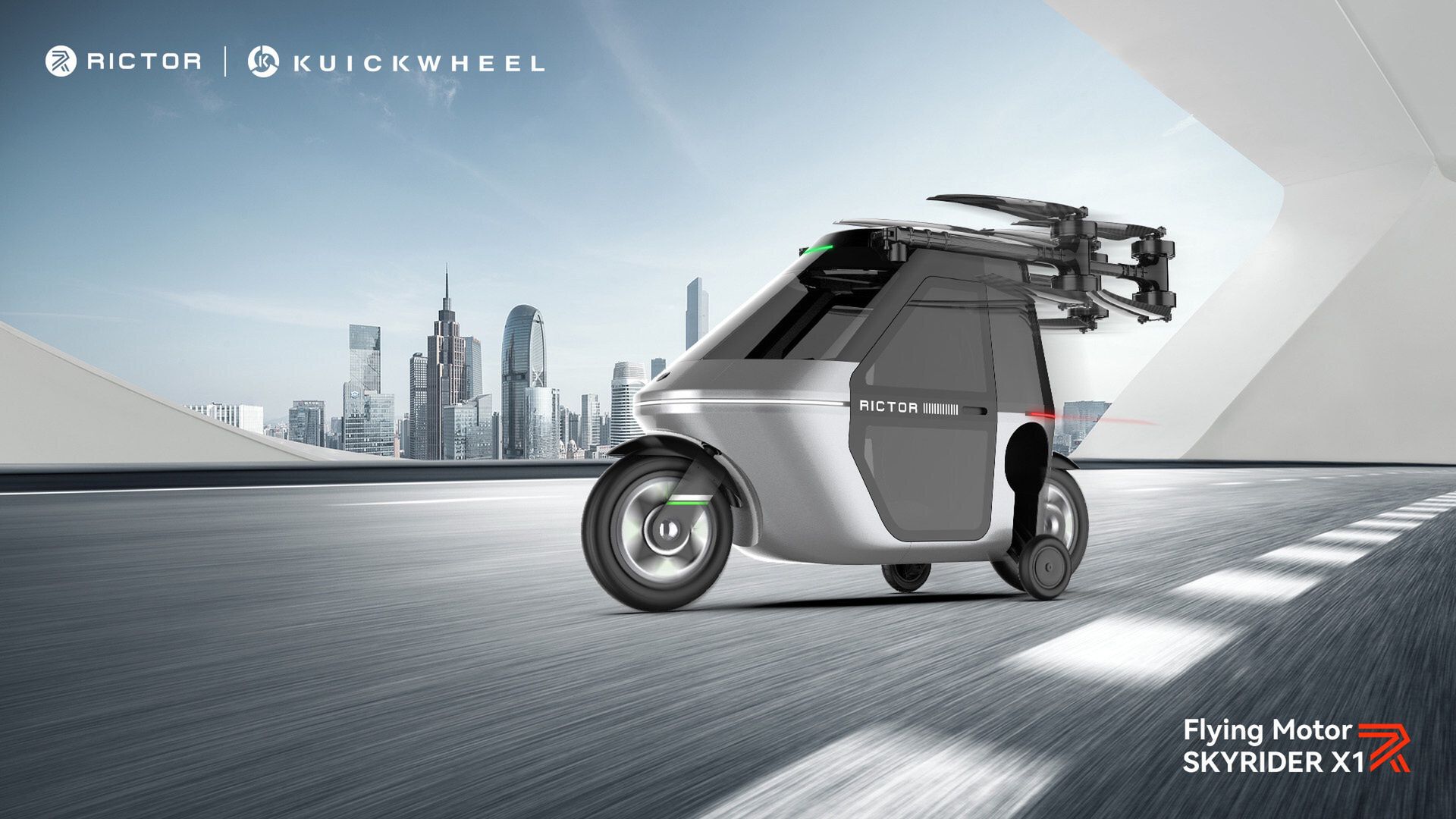 Wizualizacja latającego motocyklu RICTOR Skyrider-X1