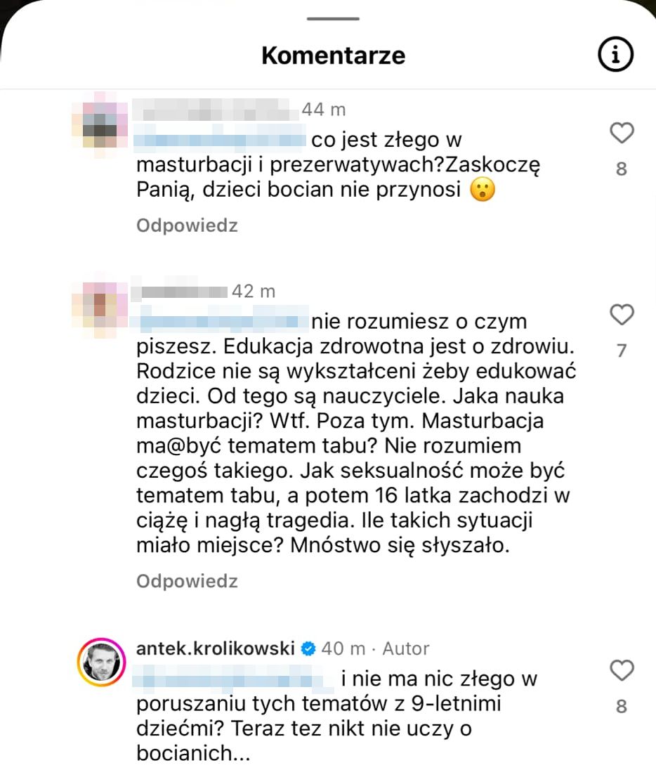 Komentarze pod rolką Antka Królikowskiego