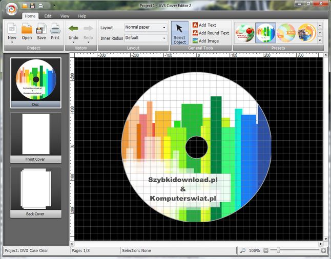 AVS Cover Editor — do tworzenia projektów okładek i nadruków na płyty