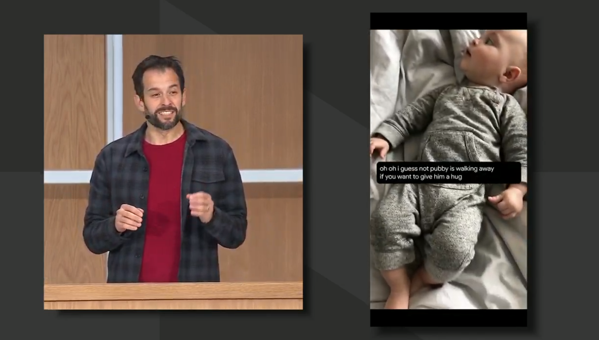 Napisy na żywo w Androidzie, fragment prezentacji Google I/O 2019, źrodło: Google.