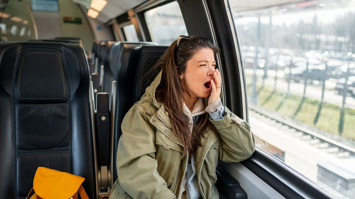 Woman passenger yawing on the train
Young tired woman passenger yawning while riding on the train
LordHenriVoton