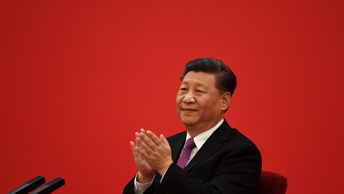 BEIJING, CHINA - DECEMBER 02: Chinese President Xi Jinping speaks with Russian President Vladimir Putin via a video link, from the Great Hall of the People on December 2, 2019 in Beijing, China. (Photo by Noel Celis - Pool/Getty Images)