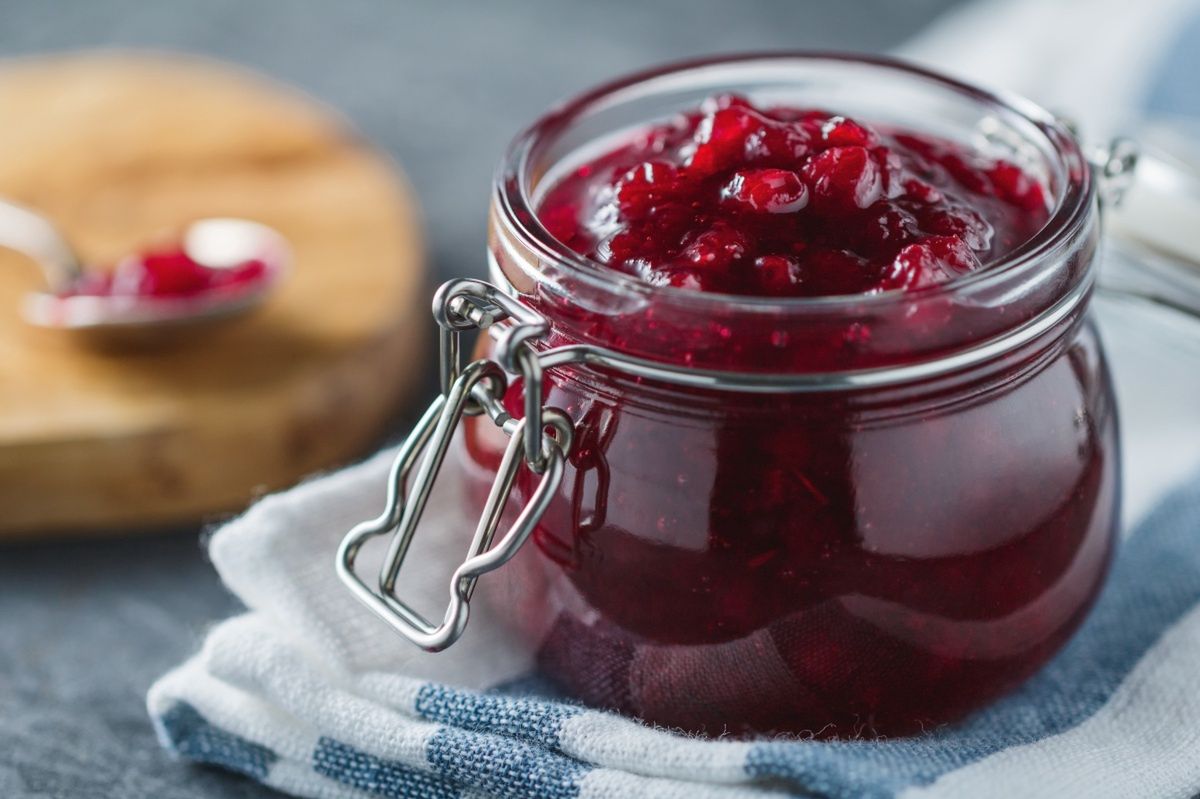 Fruit jam in a jar
