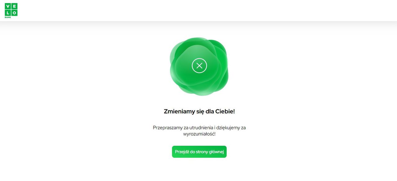 Próba zalogowania do VeloBanku kończy się niepowodzeniem