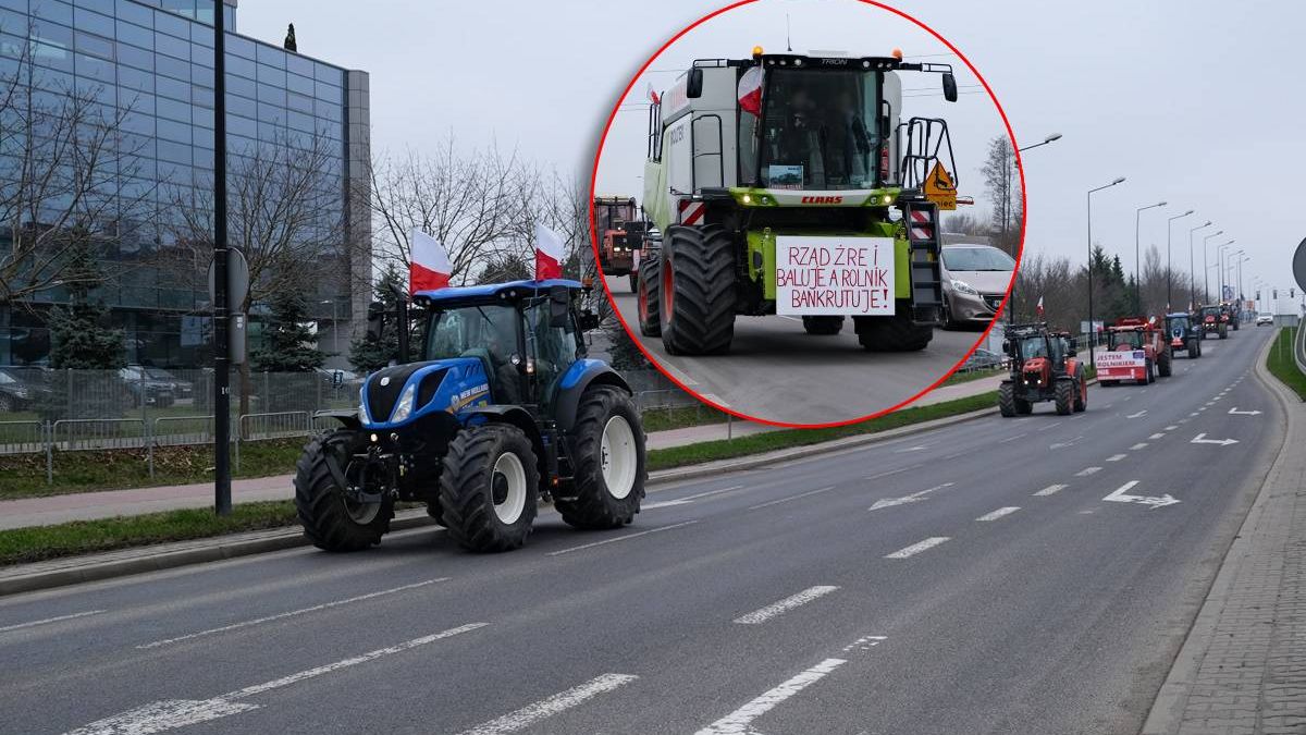 Kombajn i traktory blokowały skrzyżowanie w centrum Lublina