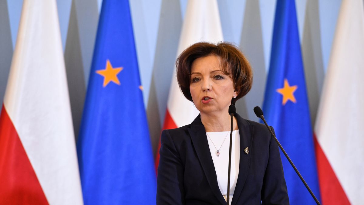 Warszawa, 10.01.2022. Minister rodziny i polityki społecznej Marlena Maląg wzięła udział w konferencji prasowej w KPRM w Warszawie, 10 bm. Konferencja dot. wprowadzenia w życie tzw. Polskiego Ładu. (aldg) PAP/Piotr Nowak