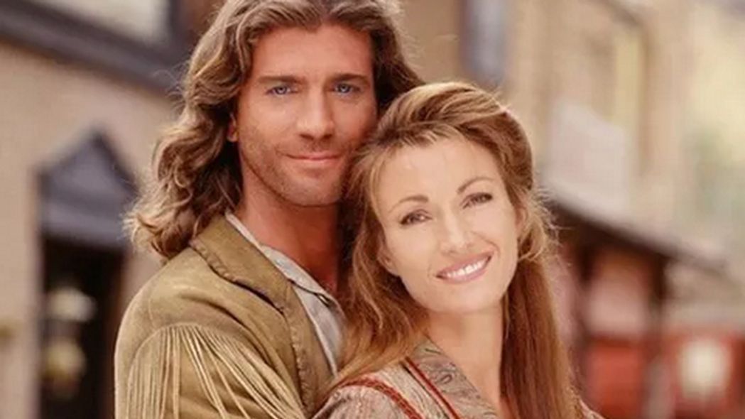 Jane Seymour i Joe Lando na zdjęciu promocyjnym serialu "Doktor Quinn"
