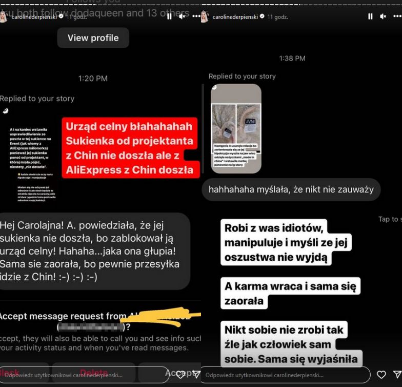 Caroline Derpienski uderza w Anetę Glam