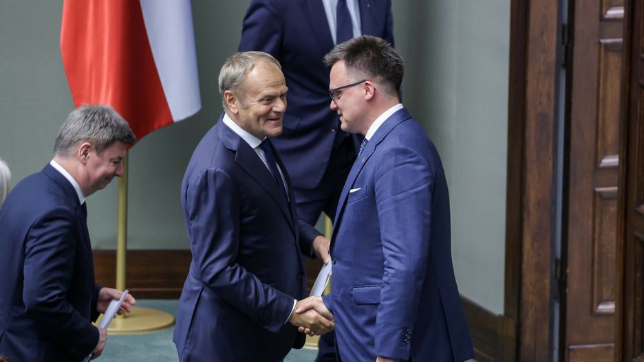 Donald Tusk i Szymon Hołownia w Sejmie 