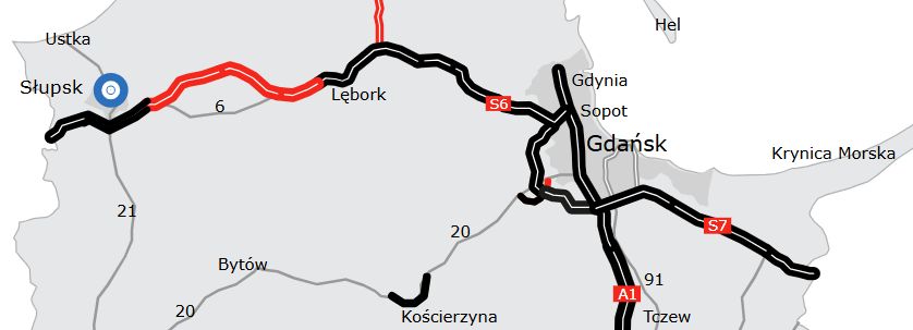 Zaznaczone na czerwono odcinki S6 zostaną otwarte w czerwcu