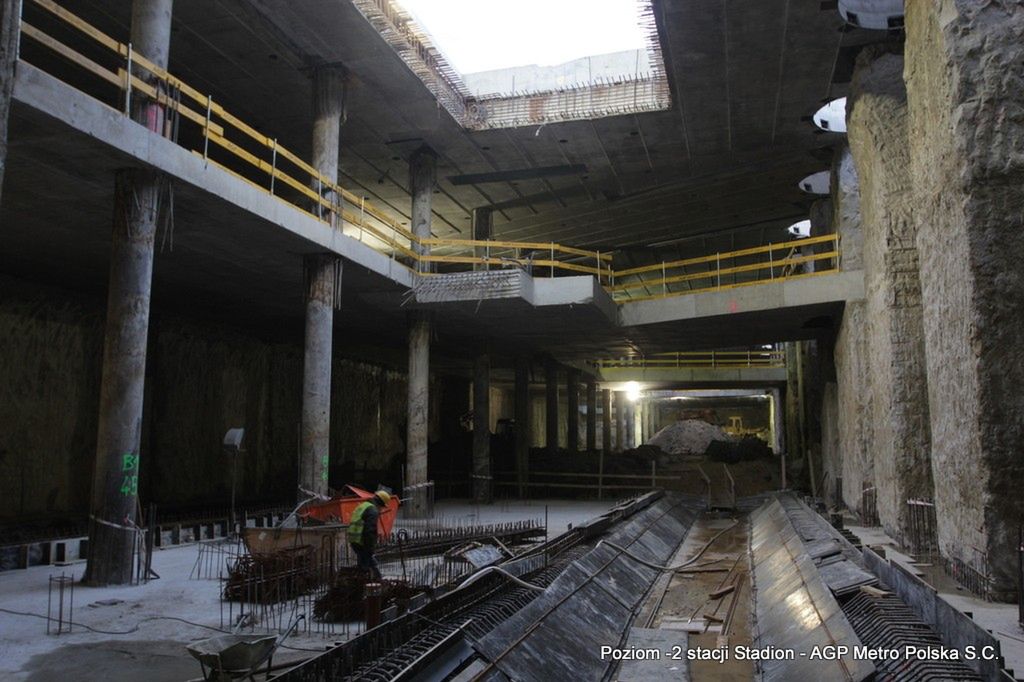 Na budowie stacji Metro Stadion