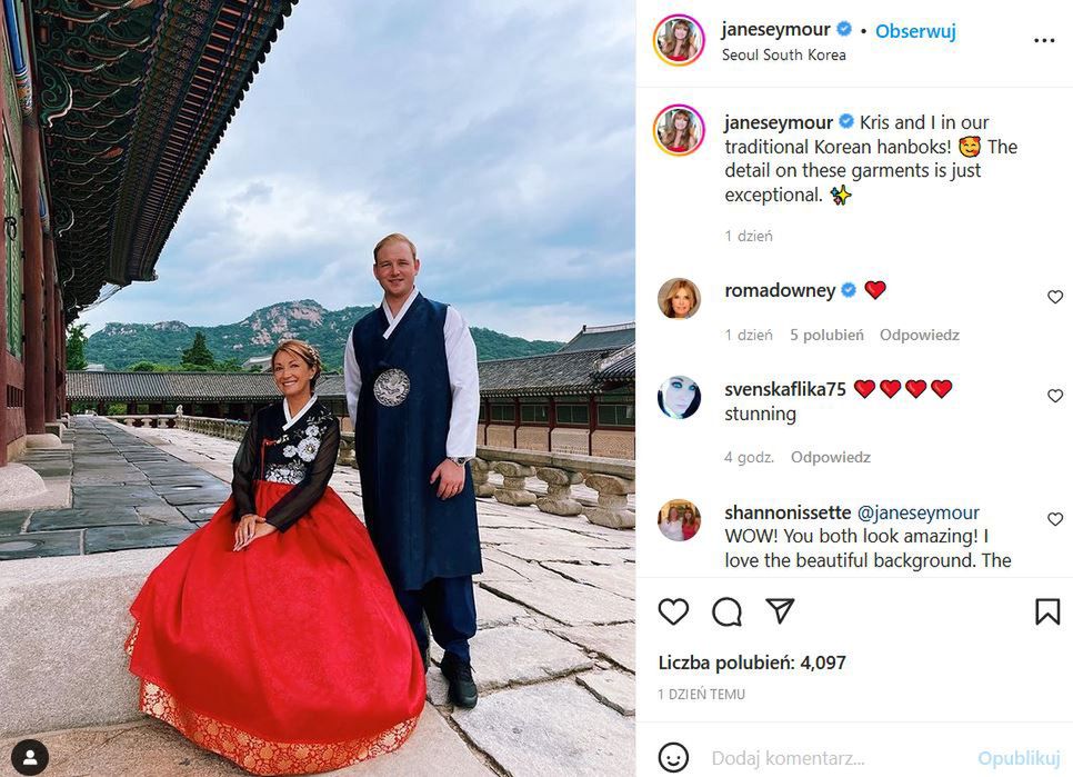 Jane Seymour na weselu syna