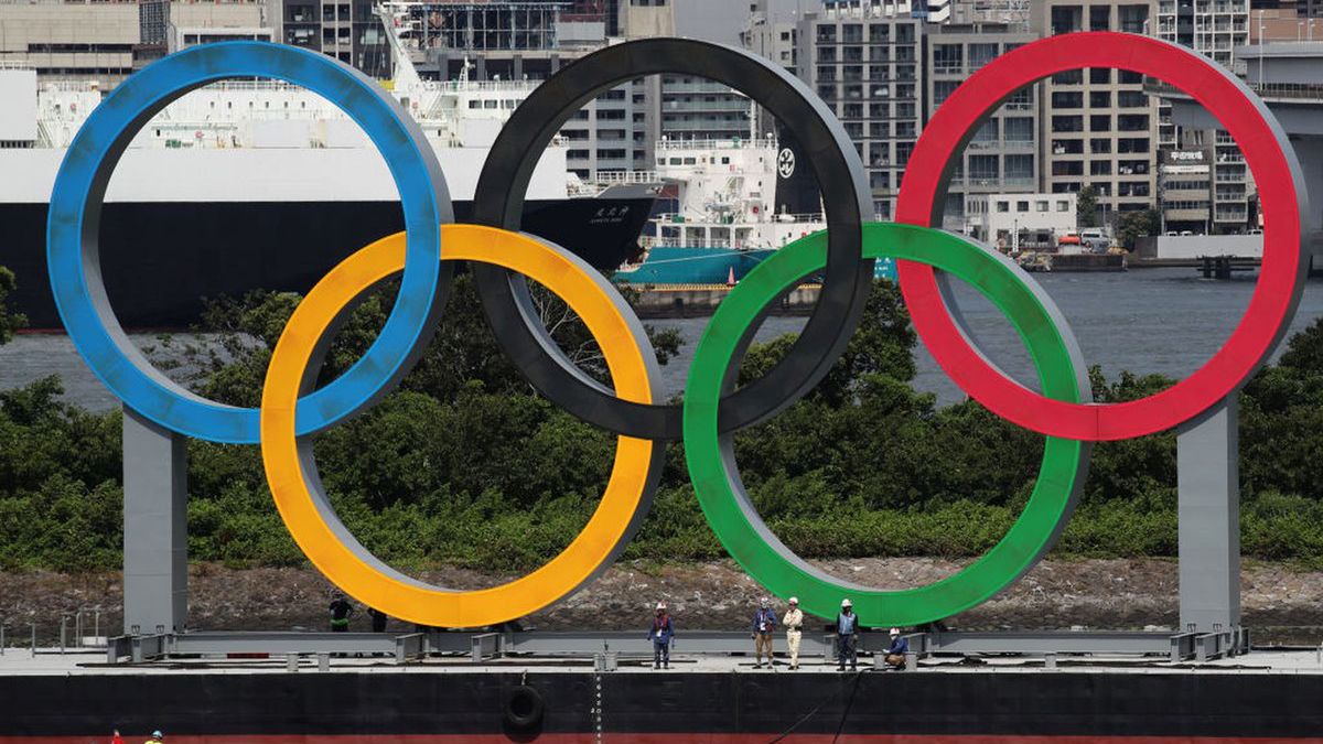 Getty Images / Pool / Na zdjęciu: olimpijskie symbole w Tokio