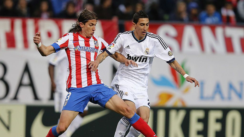 Getty Images / Angel Martinez/Real Madrid / Na zdjęciu: Filipe Luis i Angel Di Maria podczas meczu Atletico Madryt z Realem Madryt w 2013 roku