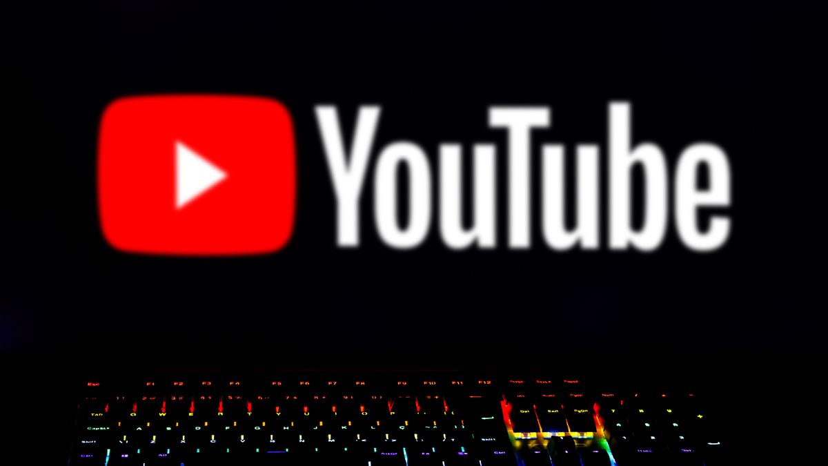 BRAZIL - 2024/04/15: In this photo illustration, the YouTube logo is displayed on the computer screen with a keyboard of colored lights. (Photo Illustration by Rafael Henrique/SOPA Images/LightRocket via Getty Images)
