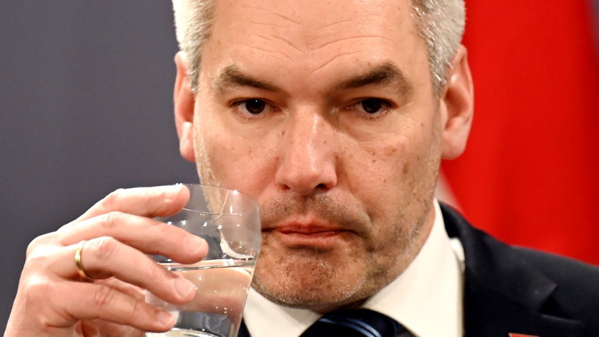 COPENHAGEN, DENMARK - MARCH 31: Austrian Chancellor Karl Nehammer attends a joint press conference with Danish Prime Minister Mette Frederiksen  after their talks in Copenhagen, Denmark, on March 31, 2023. (Photo by Sergei Gapon/Anadolu Agency via Getty Images)