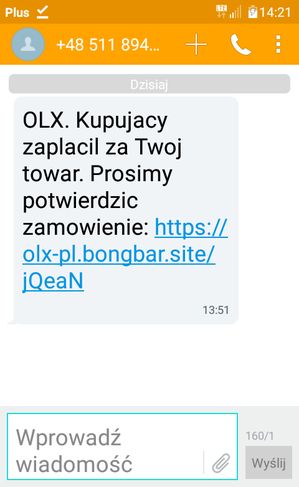 Fałszywy SMS "od OLX"