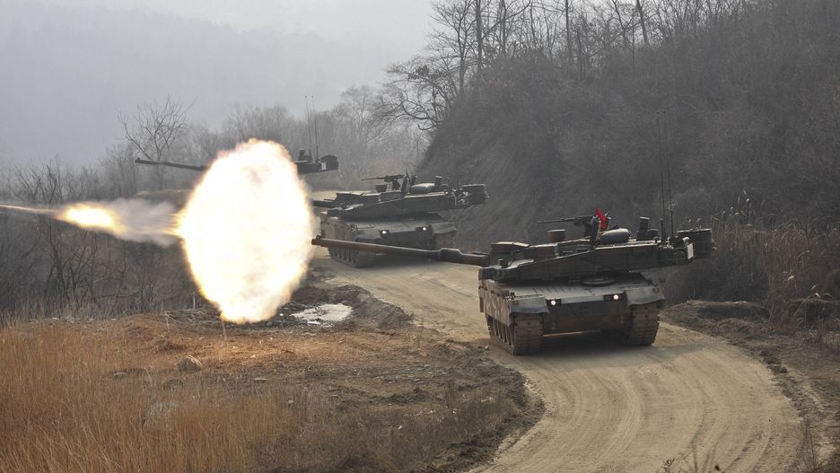 South Korean Army tank K2 Live fire drill
January 20, 2016 - South Korea, Seoul : Picture Taken Date is Feb, 2015. South Korean army K-2 tank fires during a live firing drill at a fire training field in Yangpyeong, South Korea. North Korea has announced it has successfully conducted a hydrogen nuclear test, a marked step towards the nation's ambitions to be a &quot;nuclear weapons state both in name and reality.&quot; Wednesday's test comes just weeks after Pyongyang said that it had added a hydrogen bomb to its arsenal, though at the time experts cast great doubt on the truth of the claim. (Photo by Seung-il Ryu/NurPhoto) (Photo by NurPhoto/NurPhoto via Getty Images)
NurPhoto
war:CB2, Gyeonggi:CB2, drill:CB1, tank:CB1, army:CB1, yangpyeong:CB2