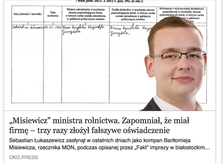 Zrzut strony z profilu OKO.press na Facebooku