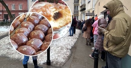 Kolejka ustawiła się jeszcze w nocy. Trudno uwierzyć, że takie pączki wciąż mają wzięcie