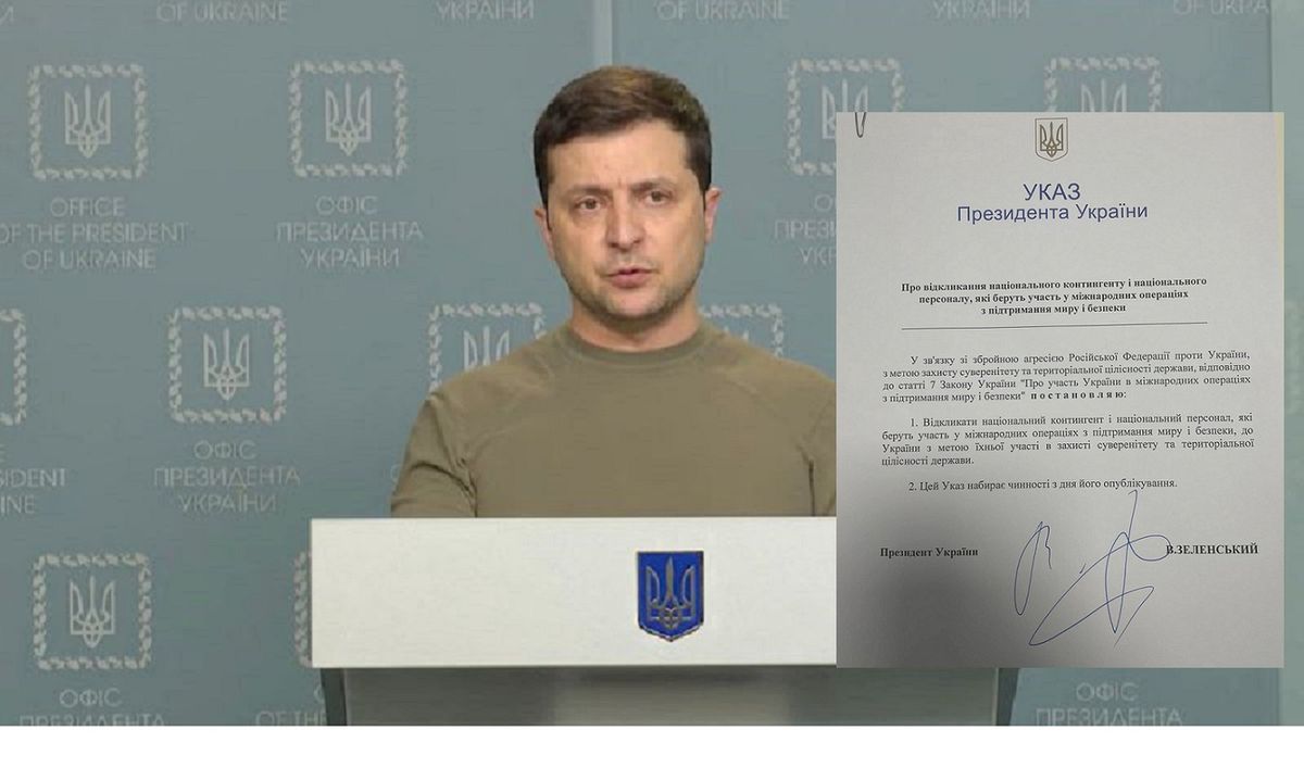 Wołodymyr Zełenski podpisał dekret o ściągnięciu żołnierzy sił pokojowych z całego świata 