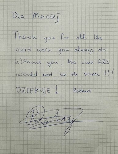 Podpis Robberta Andringi w zeszycie M. Piskora (materiały prywatne)
