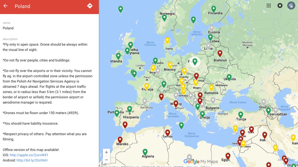 Powstała mapa praw regulujących loty dronami 2