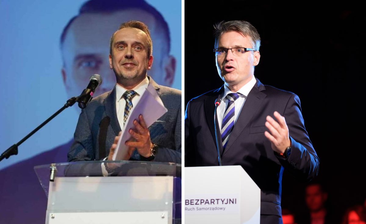 W wyścigu o fotel prezydenta Zielonej Góry wystartowało pięciu kandydatów. Po lewej Janusz Kubicki, po prawej Marcin Pabierowski  
