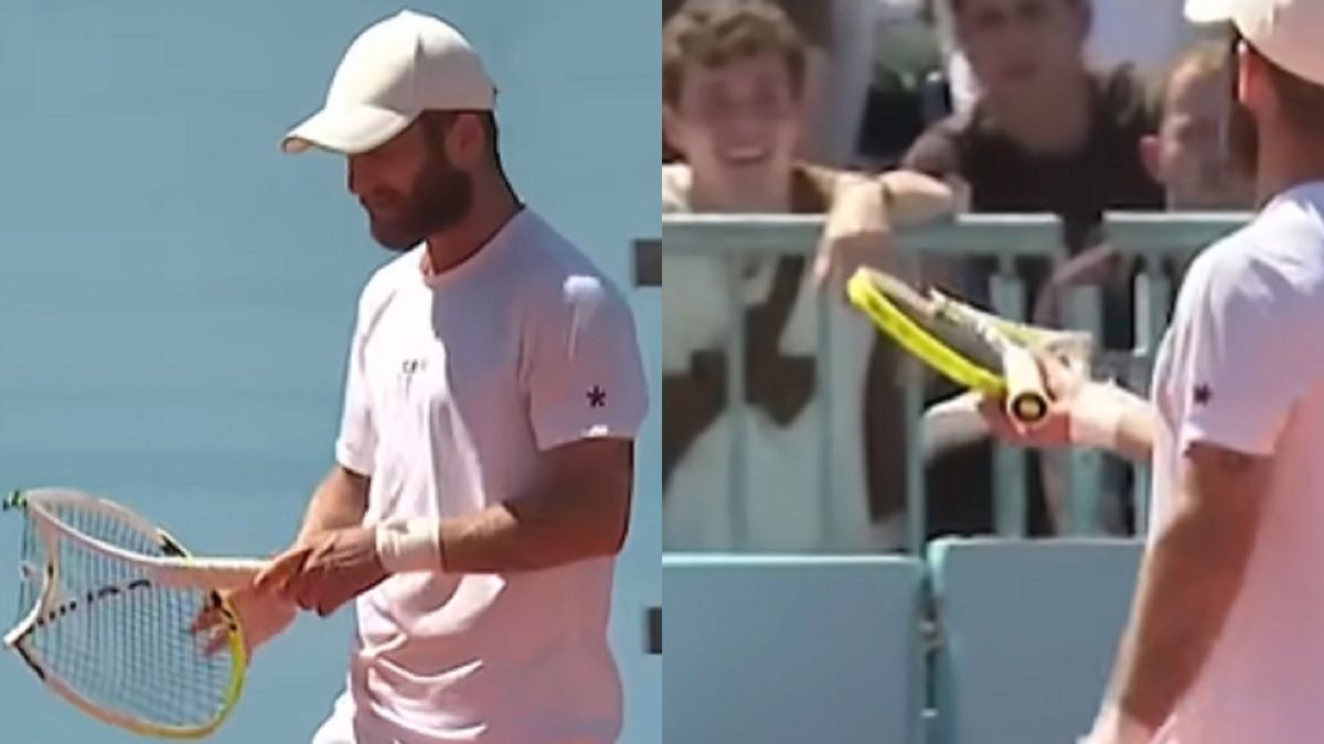 YouTube / TennisTV / Na zdjęciu: Corentin Moutet i kibic