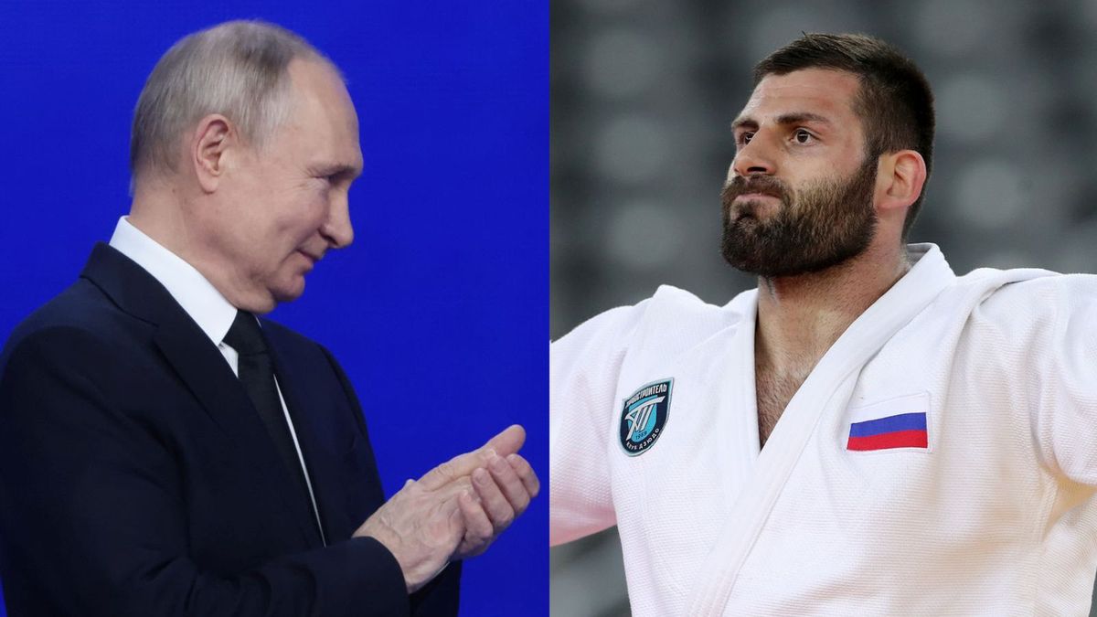 Na zdjęciach: Władimir Putin, prezydent Rosji, a także Arman Adamian (podczas zawodów w 2021 r)