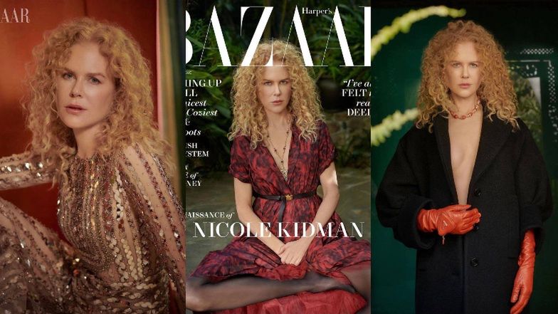 Posągowa Nicole Kidman z burzą rudawych loków świdruje magnetycznym spojrzeniem z okładki "Harper's Bazaar" (ZDJĘCIA)