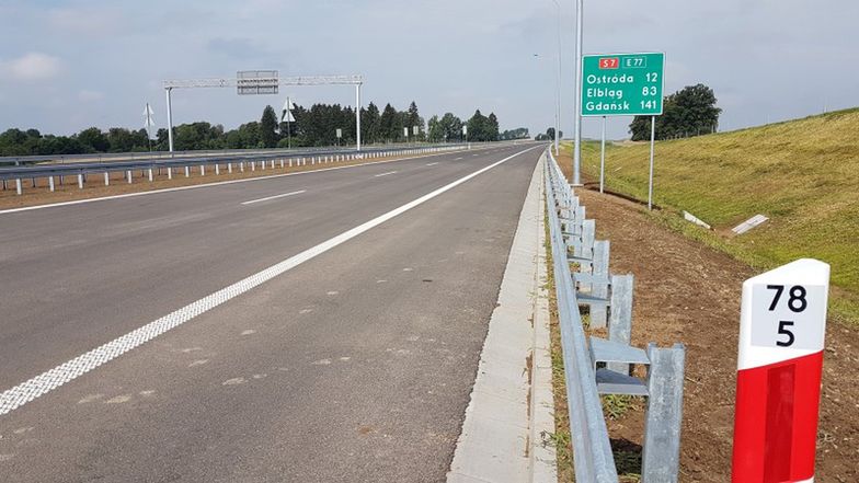 Fragment 12-kilometrowego odcinka drogi ekspresowej S7 Ostróda Południe &#8211; Rychnowo