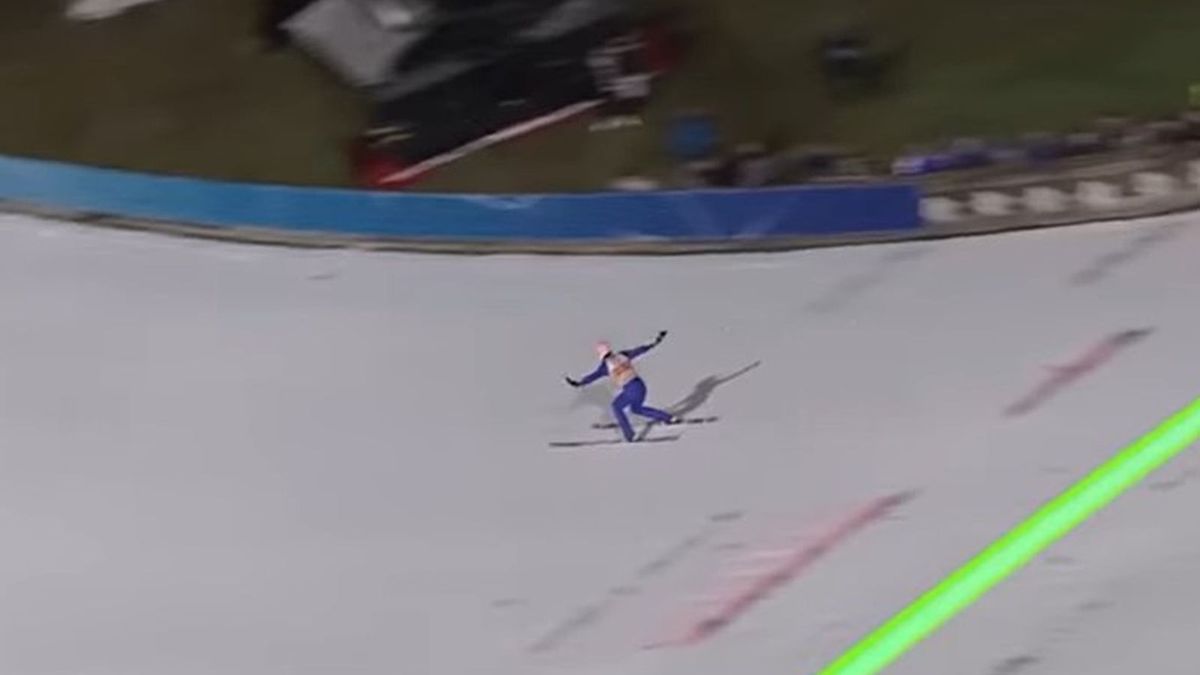 YouTube / Eurosport / Lądowanie Dawida Kubackiego na 140. metrze