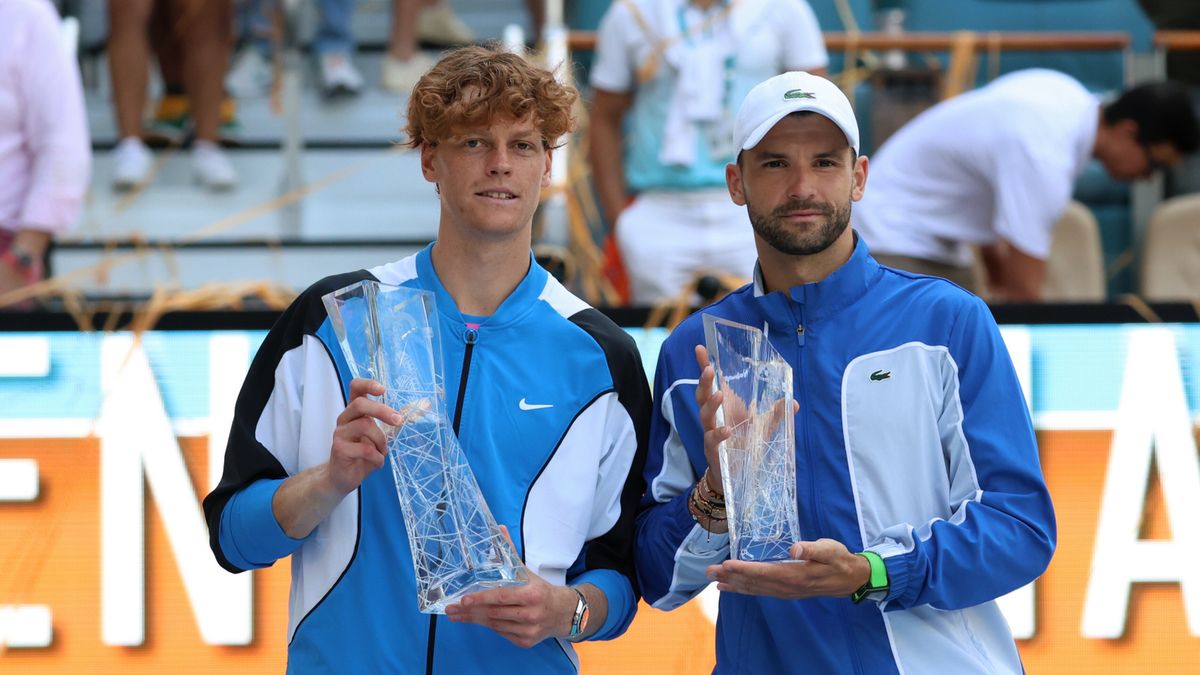 Jannik Sinner (z lewej) i Grigor Dimitrow, mistrz i finalista Miami Open 2024