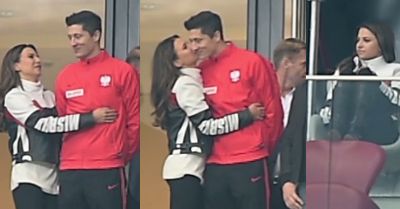 Czułości Lewandowskich na trybunach