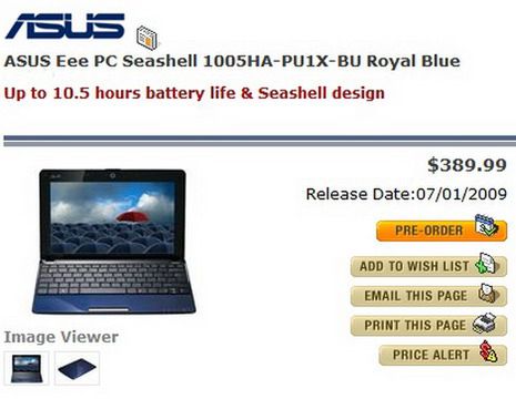 Asus Eee PC 1005HA Seashell został wyceniony 2