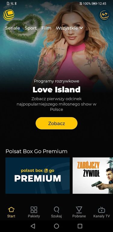 Polsat Box Go: screen z aplikacji